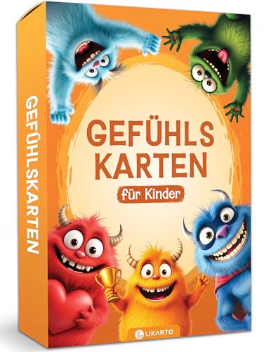 Likarto Gefühlskarten Kinder - 30 Karten Mit Monstern &Amp; Erklärungen - Fördert Empathie Und Emotionale Intelligenz - Pädagogisch Wertvolles Geschenk Ab 3 Jahren Für Mädchen &Amp; Jungen
