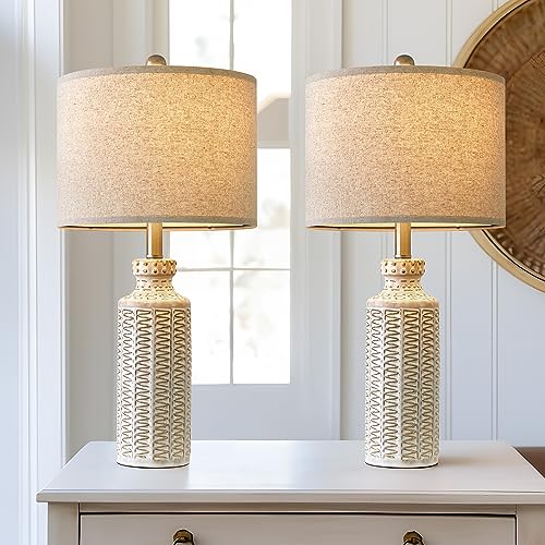 USumkky Farmhouse Ceramic Table Lamp Set of for Bedroom