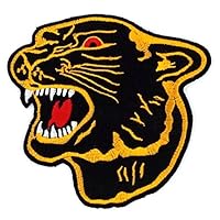 Asian 108 Markets Gold Edges Black Panther Patches - Tiger Patch - Applique Embroidered Patches - Iron on Patches - Backpack Patches - Size 10.5 x 10 cm.