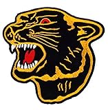 Gold Edges Black Panther Patches - Tiger Patch - Applique Embroidered patches - Iron on Patches - Backpack Patches - Size 10.5 x 10 Cm.