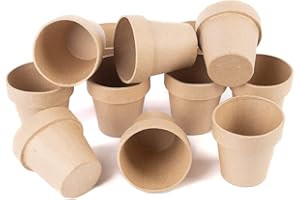 FACTORY DIRECT CRAFT Pack of 12 Paper Mache Flower Pots - Papier Mache Pots Shaped Like Traditional Terra Cotta Flower Pots Ready to Finish & Decorate. (3" H x 3" Dia)