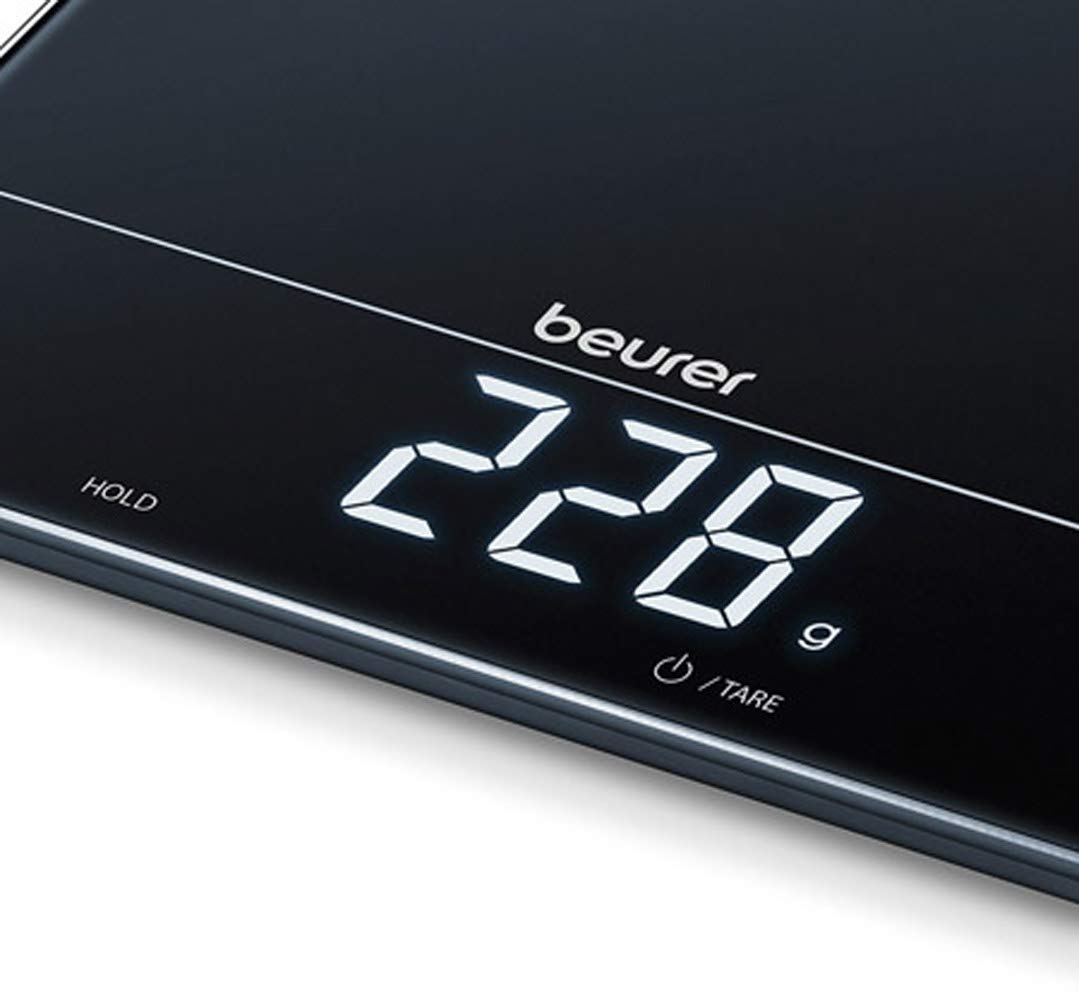 Beurer KS 34 Kitchen Scales for Precise Weighing up to 15 kg with Tare Weighing Function and Magic LED Display