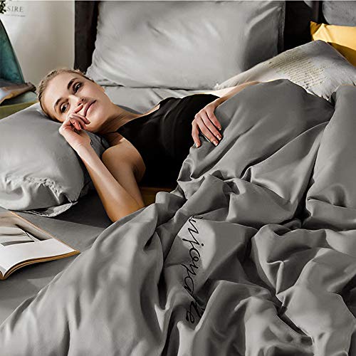 Leccod 2 Pack Silkly Satin Pillowcase for Hair and Skin Cool Super Soft and Luxury Pillow Cases Covers with Envelope Closure (Deep Gray, Queen: 20x30)