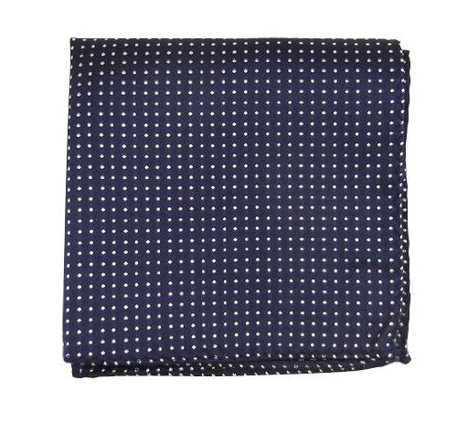 THE TIE BAR 100% WOVEN SILK NAVY PINDOT PATTERNED POCKET SQUARE