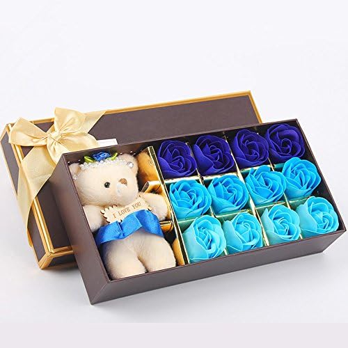 Forever Bath Soap Rose Flower Gift for Anniversary Birthday Mother's Day Wedding Valentine’s Day Guest Soap shaped Petals (Gradient Blue)