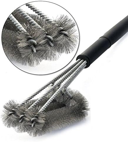 Kiddy Kitchen Premium BBQ Grill Brush - 18" Barbecue Grill Cleaner - 3 Stainless Steel Brushes - Perfect for Char-Broil, Weber, Porcelain and Infrared Grills - Handy Bag