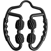PCSCER 4 Wheels Foam Roller Muscle Massager for Leg Neck Hand Arm,Trigger Point Muscle Relax Massager Indoor Sports Yoga Bodybuilding Equipment (Black)