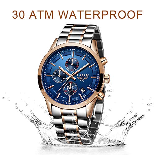 LIGE-Hombre-Reloj-Elegante-Deportes-Reloj-de-Cronografo-de-Cuarzo-Analogico-Impermeable-con-Moda-Negro-Pulseras-de-Acero-iInoxidable