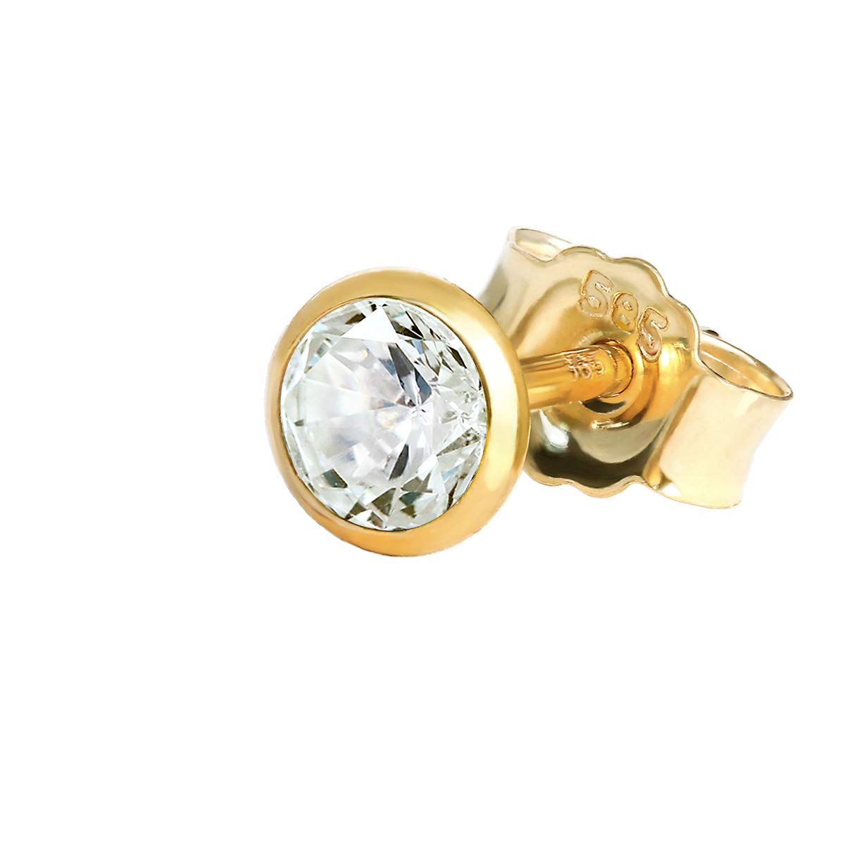 NKlaus single stud earrings 4,0mm yellow gold earring Zirkonai white 1767