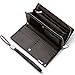 Huztencor Long Wallets for Men Leather RFID Blocking Wallet Bifold Slim Credit Card Holder Zip Around Wallet Purse with Zipper Strap Coffee