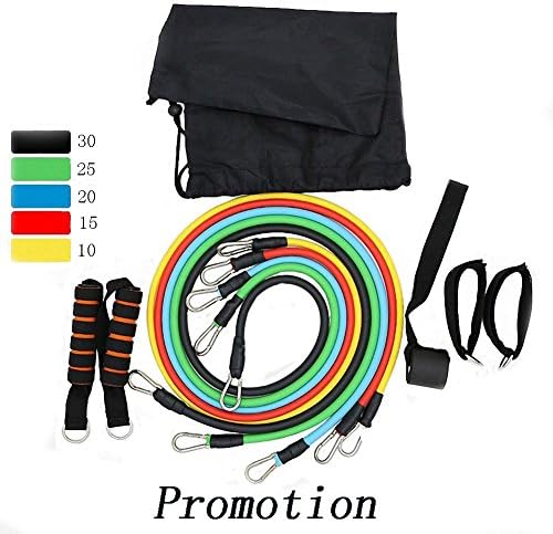 12-Pack Exercise Resistance Band Set Of 5 Bands,Door Anchor,High Density Foam Handle,Ankle Straps,8-shaped exercise band.