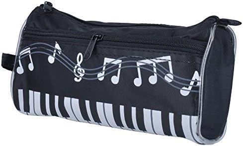 WYFKYMXX Waterproof Zipper Pen Bag Music Theme Keyboard Style Pencil Case with Cartoon Music Note Pencil Ruler Gift Black(Oxford Cloth)