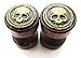 Organic Wood w/Metal Skull Emblem Stud Post Earrings - New - Pair!