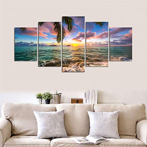 Ocean Beach Wall Art Canvas Print Sea Picture Painting Home Living Room Bedroom Office Decor Sunset (Over Size 60inch x…