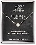 Pavilion Gift Company H2Z 16225 October White Opal Birthstone Necklace with 18