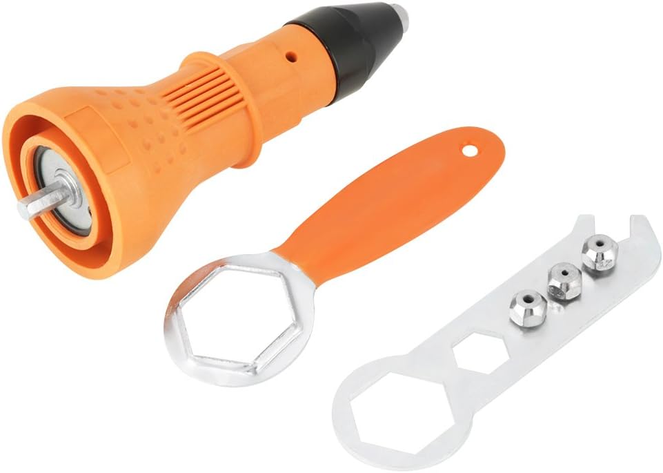 Riveting Tool, Rivet Nut Gun Adapter Insert Nut Riveting Tool with Wrench & Nozzles for Cordless Drill bearing block Riveting Adapter