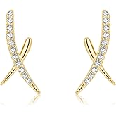 SLUYNZ Solid 925 Sterling Silver CZ X Earrings Stud for Women Teens X Stud Earrings