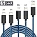 TNSO MFi Certified iPhone Charger Lightning Cable 5 Pack Extra Long Nylon Braided USB Charging & Syncing Cord Compatible iPhone Xs/Max/XR/X/8/8Plus/7/7Plus/6S/6S Plus/SE/iPad/Nan More Silver and Gray