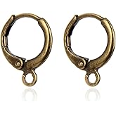 Adabele 50pcs Hypoallergenic Round Hoop Huggie Earring Hooks Leverback Ear Wire 14mm Antique Bronze Plated for DIY Craft Earrings Jewelry Making CF262-4