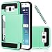 Galaxy J7 Case, EC™ Samsung Galaxy J7 Wallet Case, Flexible Shockproof Rubber Bumper Armor Hard Case Cover with Card Holder Slot for Samsung Galaxy J7 2015 / Samsung SM-J700 (Turquoise)