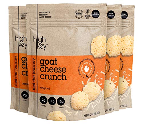 HighKey Snacks Cheese Crunch - Goat Cheese & Egg White High Protein Cheese Crisps, Pack of 4, 2oz Bags - Keto Friendly, Gluten Free, Low Carb, Healthy Snack - Ketogenic Food with Natural Ingredients