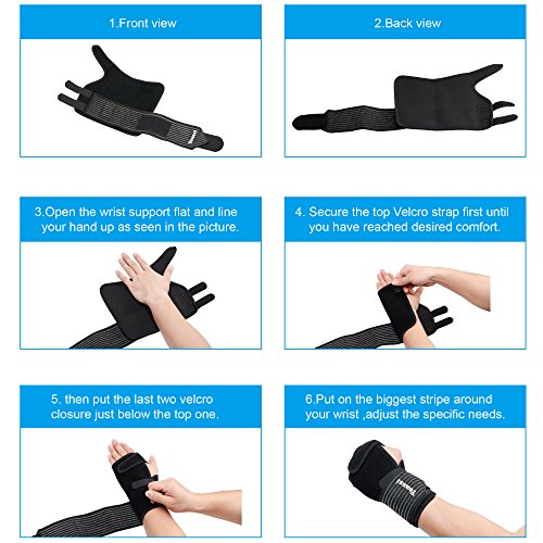 Yoassi Wrist Brace 2 Packs, FDA Registered Double Adjustment Mechanism Wrist Support Brace for Carpal Tunnel, Tendonitis, Wrist Pain & Weightlifting, One Size Fits All Men& Women