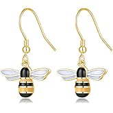 SLUYNZ Solid 925 Sterling Silver Bee Drop Earrings for Women Teens Lovely Bee Dangle Earrings