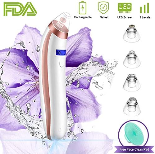 Blackhead Remover, Vacuum Blackhead Removal Peel Tool Extractor Electric Skin Pore Cleaner, Rechargeable Suction Comedone Acne Eliminator Microdermabrasion Device for Nose Face Men Women