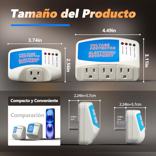 BSEED Protector de sobretensiones para electrodomésticos, 3 tomas de corriente, protector de voltaje, refrigerador de sobretensión, 1875 vatios, 120 V, 15 A (paquete de 4)