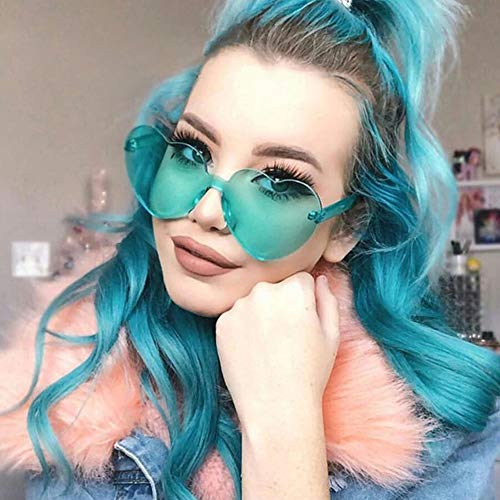 Ultrafun 6Pack Unisex Colored Sunglasses Transparent UV Protection Candy Color Rimless Glasses Oversized Tinted Eyewear for Valentines Party Cosplay Festival (Heart-6Pack)