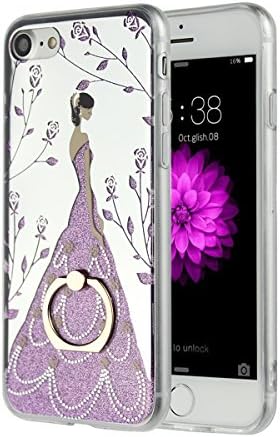 iPhone 7 Case with shining purple cartoon girl, Mirror Surface, Anti-impact, Enhanced Grip, kickstand case for iPhone 7, Case for girls