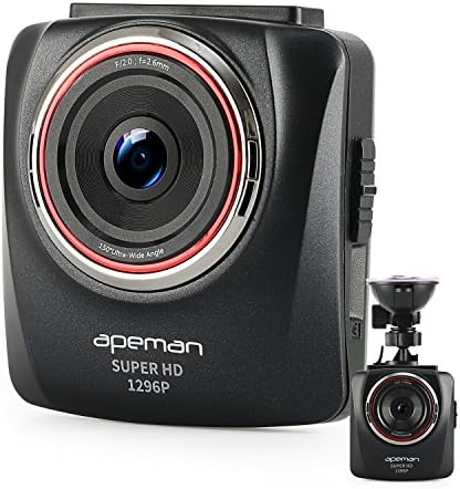 Apeman 2K Dash Cam, Ultra Hd 1296P Car Camera, Ambarella A7 Chip With Super 150° Wide Angle, 2.4" Screen With G-Sensor, Wdr, Loop Recording (608807074127)