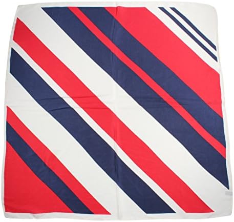 Jaweaver Womens Geometric Print Square Scarves Silk Like Head Scarf 27inch (Diagonal Red Blue)