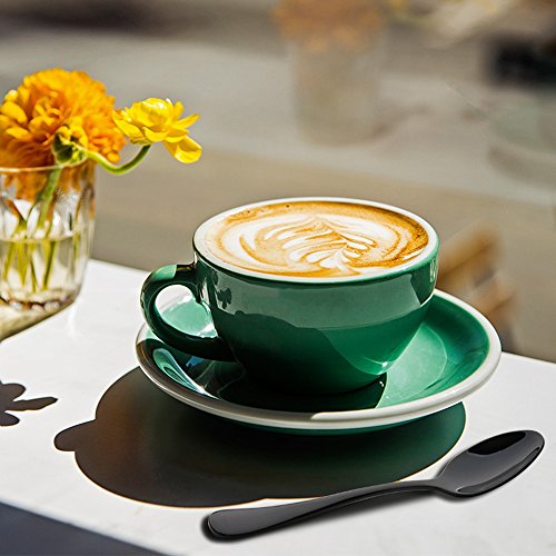 Demitasse Espresso Coffee Spoon Stainless Steel Black 6 Piece 5 Inch Mini Teaspoon Mocca Spoons Set Dishwasher Safe