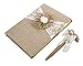 Darice David Tutera Burlap and Lace Guest Book and Pen Set