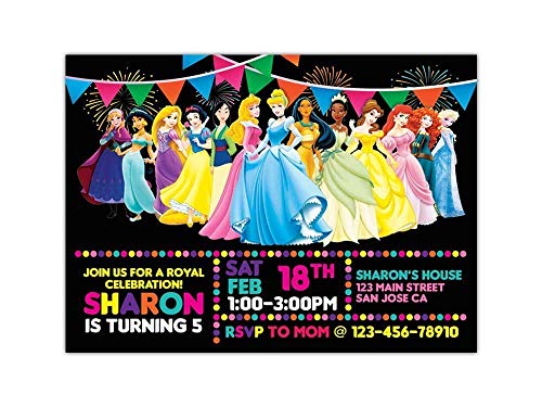 Custom Disney Princesses Birthday Party Invitations for Kids, 10pc-60pc
4"x6" or 5"x7" Birthday Cards with White Envelopes, Printed on Premium
265gsm Card Stock in Matte or Glossy Finish