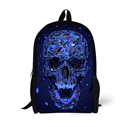 HUGSIDEA Novelty Skull Backpack for Child Boys Lightweight Student School Book Bag Casual Kids Back Pack