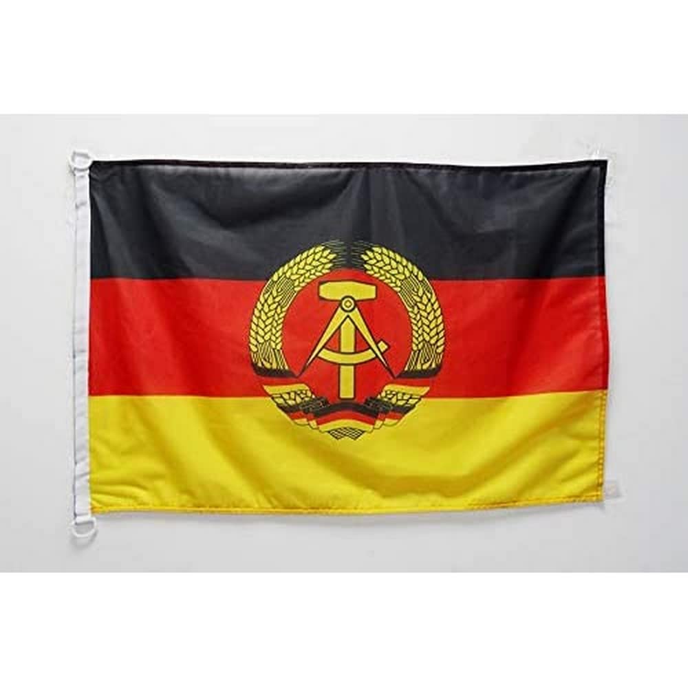 AZ FLAG - East Germany Flag - 2x3 Ft - For Outdoor - German RDA Banner Knitted Polyester with Two Plastic Rings - Fade Resistant - Vivid Colors - 2' x 3' Feet - 90x60 Cm
