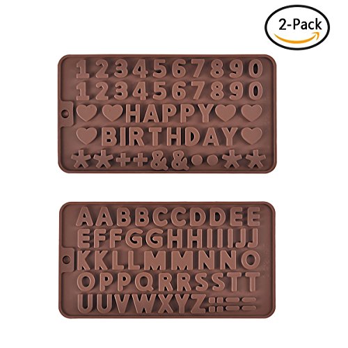 Prokitchen Letters Chocolate Molds, Silicone Number Tray Mold for Happy Birthday, Wedding and Valentine Day Fondant Cake Decoration, Set of 2 - Thumbnail 7