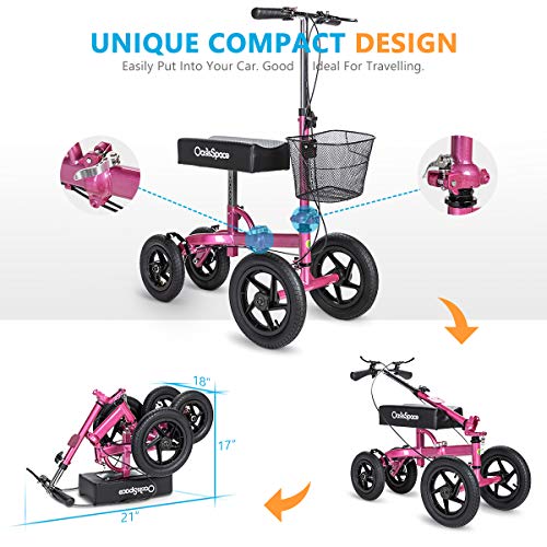 OasisSpace All Terrain Knee Scooter with 12 Inches Air Filled Wheels