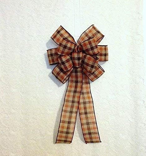 Fall Plaid Burlap Wreath Bow Large