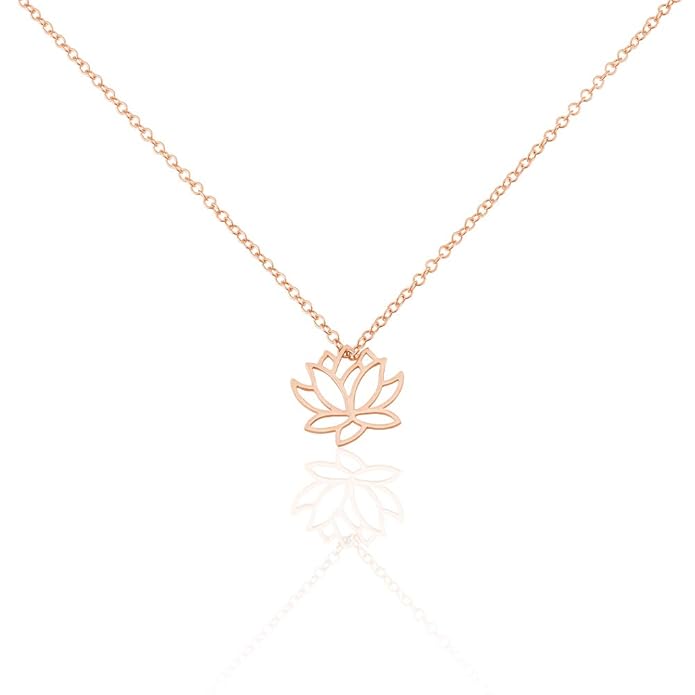 Rendez-vous RueParadis Paris - Halskette Lotusblume Chiara - Damenschmuck - rosiges Sterling-Silber - Unser blumiger Schmuck