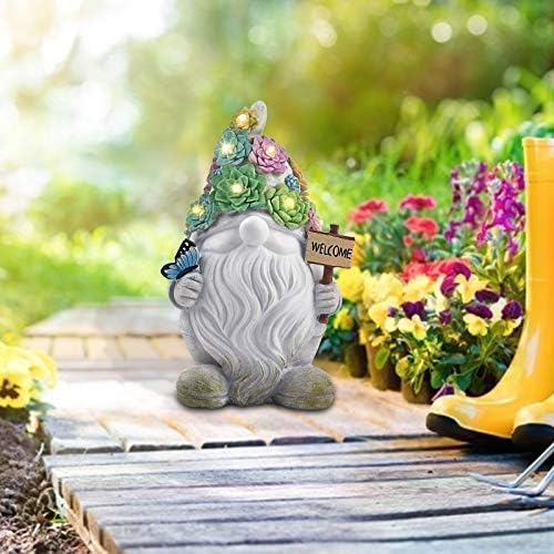 Dwarf statue with solar garden lights priced at $7.99.
