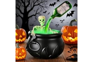 KDIRST Cauldron Halloween Decor Indoor, Halloween Cauldron Decorations with Magic Floating Potion Bottles & Diffuser, Black Plastic Witches Cauldron Bowl Hocus Pocus Decor for Home Table Mantel Kitchen Room
