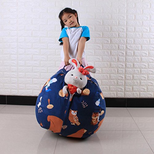 Stuff 'n Sit - Stuffed Animal Storage Bean Bag Chair for Kids - Pouf Ottoman for Toy Storage (B)