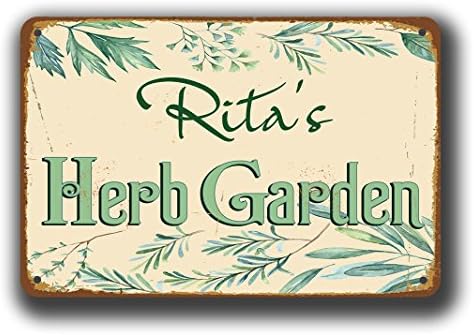 Personalized Herb Garden Sign, Vintage Flower Herb Garden Sign, Customizable Herb Garden sign, Custom Outdoor Sign, 16 x 12inch Metal Tin Sign.