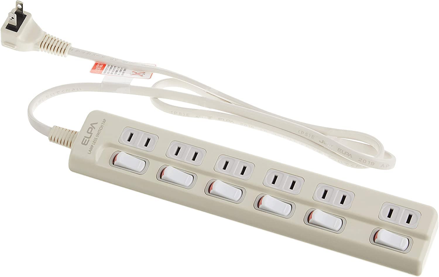 エルパ ランプレスタップスイッチコンセントエコ 6個口 1ｍ 125V 15A 屋内専用の商品画像