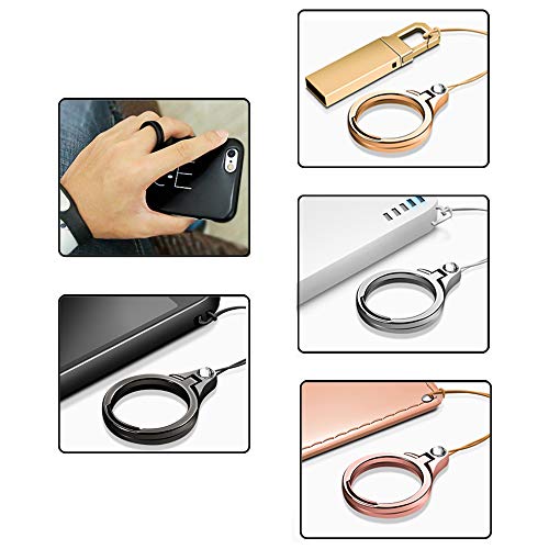 MXRS Cellphone Ring Stand Holder Lanyard 4 Pack Universal 2 in 1 Finger Ring Hand Wrist Strap Metal Stand Kickstand Finger Loop Grip for Cellphone, Phone Case, Camera and USB Drives