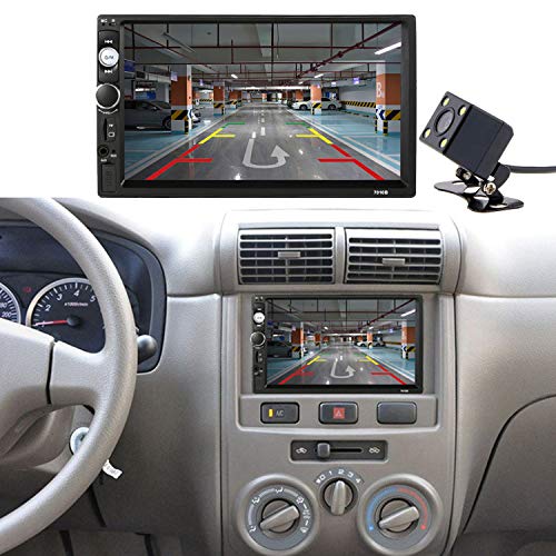 CACA Double Din Car Stereo Receiver 7 Inch Touchscreen in Dash Audio Video Player Bluetooth FM Radio MP3/4/5 TF/USB/AUX,Remote Control,Backup Camera