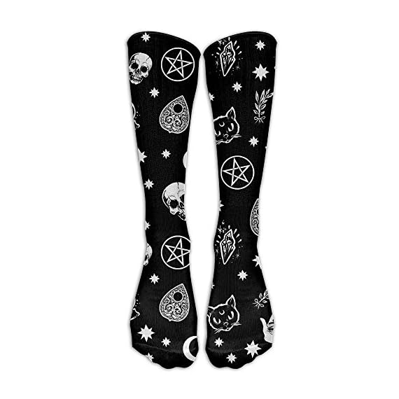 Long-Dress-Socks-Colorful-Skull-Cat-Moon-Gothic-Pattern-Black-Football-Comfortable-Breathable-Over-the-Calf-Tube
